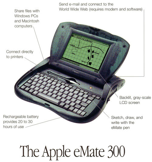 When he returned to Apple in 1997, Jobs killed off the Newton line, including the eMate 300. However, its design elements would inspire Apple's first reinvention of the laptop and its transition to "cool": the iBook.