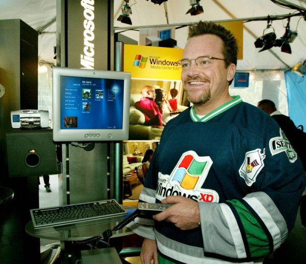 Microsoft chose actor Tom Arnold as its spokesman for Windows XP Media Center Edition, which officially launched Oct. 29, 2002. [Microsoft]