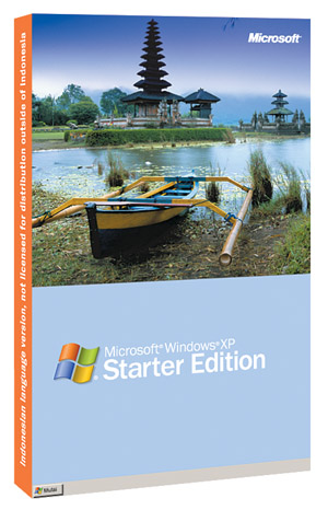 On Aug. 11, 2004, Microsoft unveiled Windows XP Starter Edition, which two months later went into trials in  Indonesia, Malaysia and Thailand. Shown here is box for the Indonesian edition. [Microsoft]