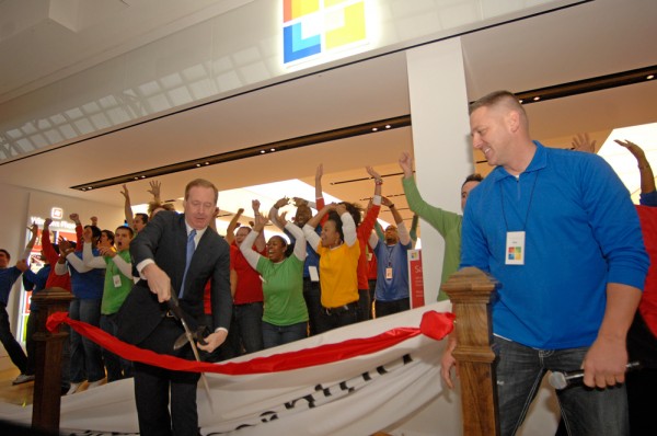 General Counsel Brad Smith cuts the ribbon on Microsoft Store Tysons Corner. It's symbolic, as Smith also is the company's government liaison.