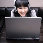 PC woman headphones digital media