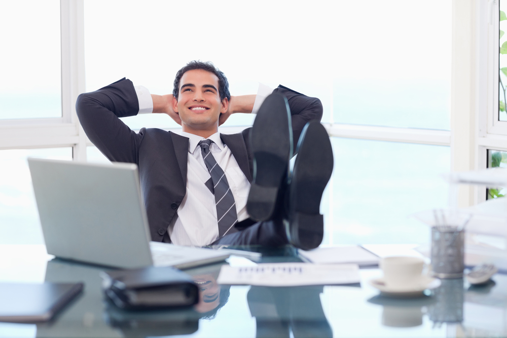 Satisfied Happy Businessman Relaxing Office