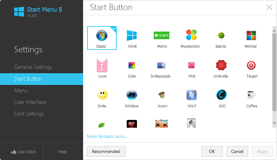 iobit windows 8 classic start menu