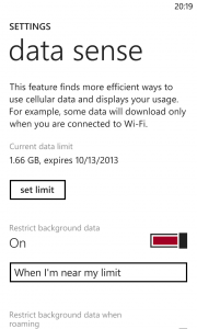 Windows Phone 8 Update 3 Data Sense 1
