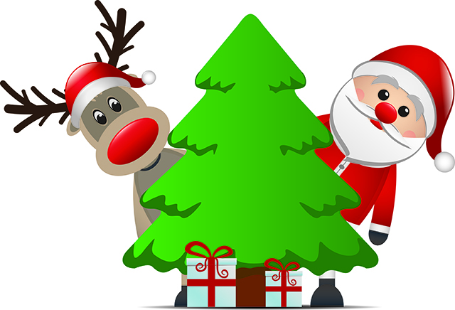 reindeer santa claus christmas tree gift