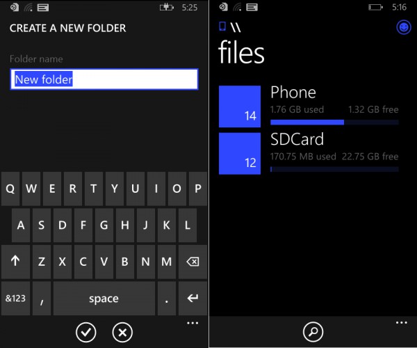 Windows Phone 8.1 File Manager Small