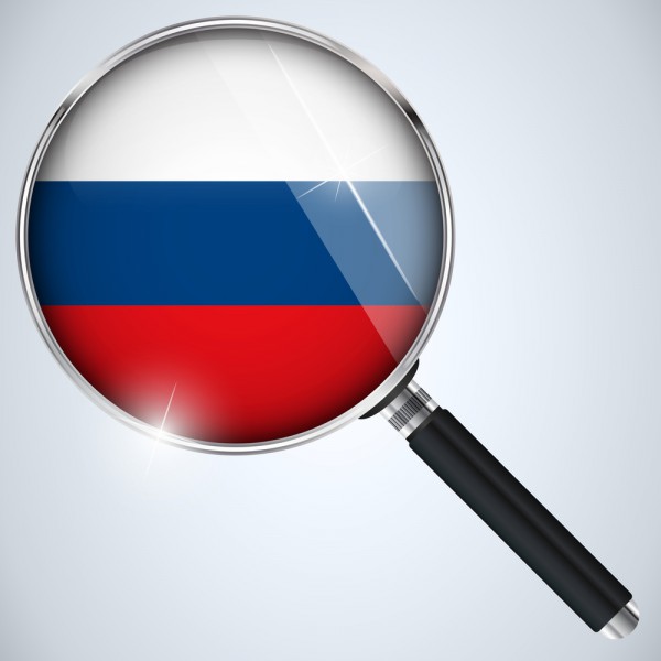 Russia flag magnifier