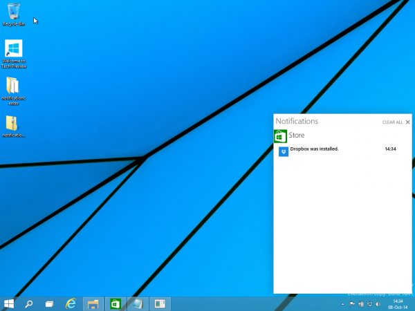Windows 10 Technical Preview Notifications Center Dropbox