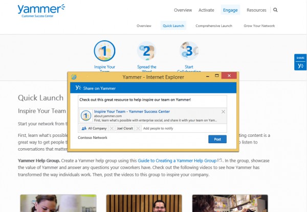 photo of Forget Facebook, Microsoft now has a 'share with Yammer' button image