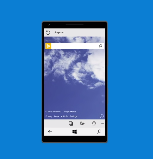 Windows 10 Mobile for Phones Technical Preview Bing