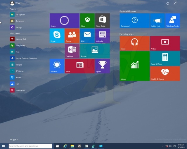 Windows 10 Build 10031 leak shows smaller Start button plus transparency