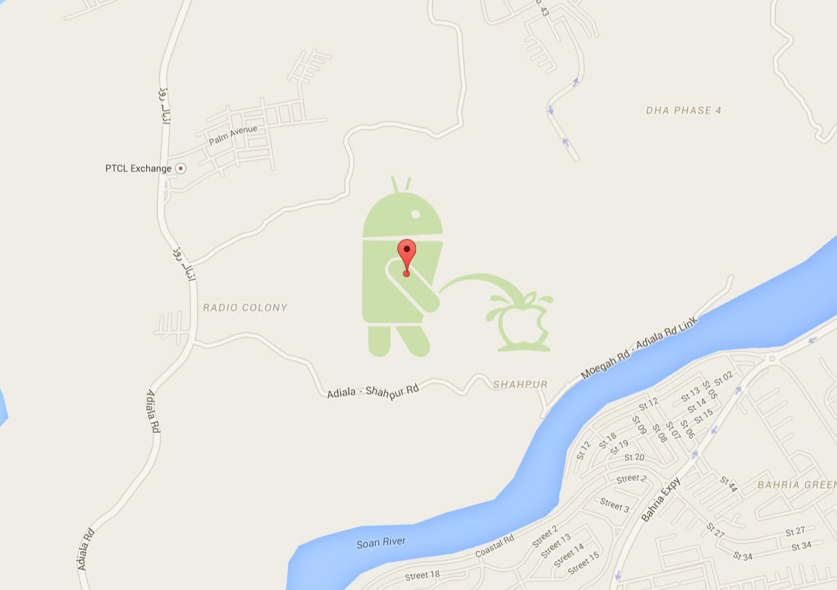 photo of Android pisses all over Apple -- in Google Maps image
