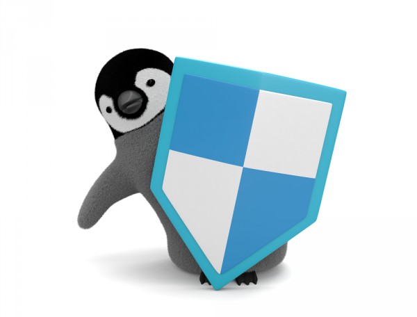 Penguin with shield