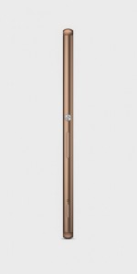 Side view of Sony Xperia Z3+ shown in Copper Gold