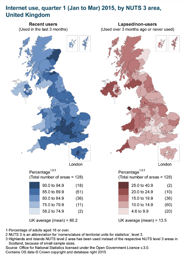 ONS Map of UK Internet use