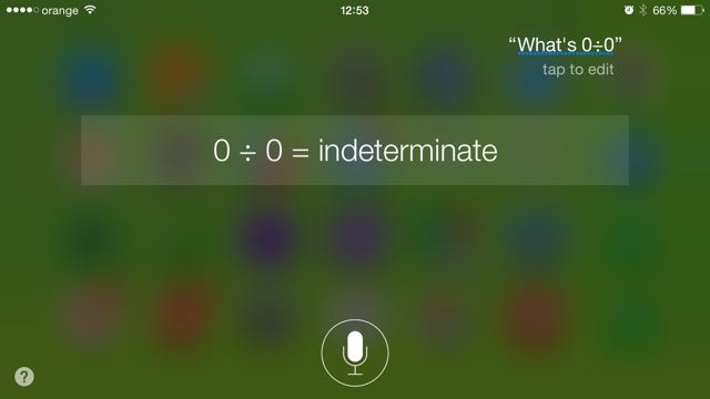 Siri 'zero divided by zero' answer
