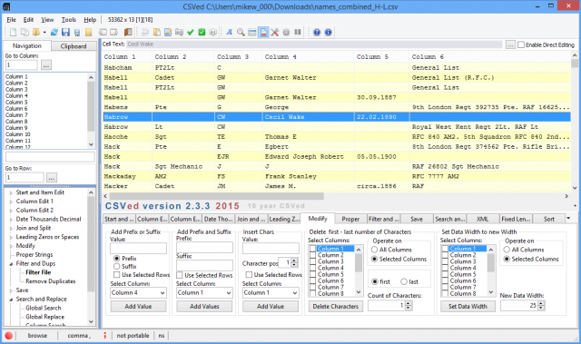 photo of View, search, edit, repair and convert CSV files with CSVed image