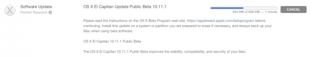 OS X 10.11.1 El Capitan first public beta changelog
