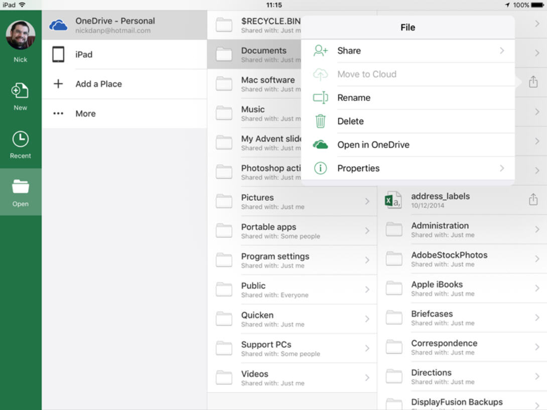 Excel for iOS