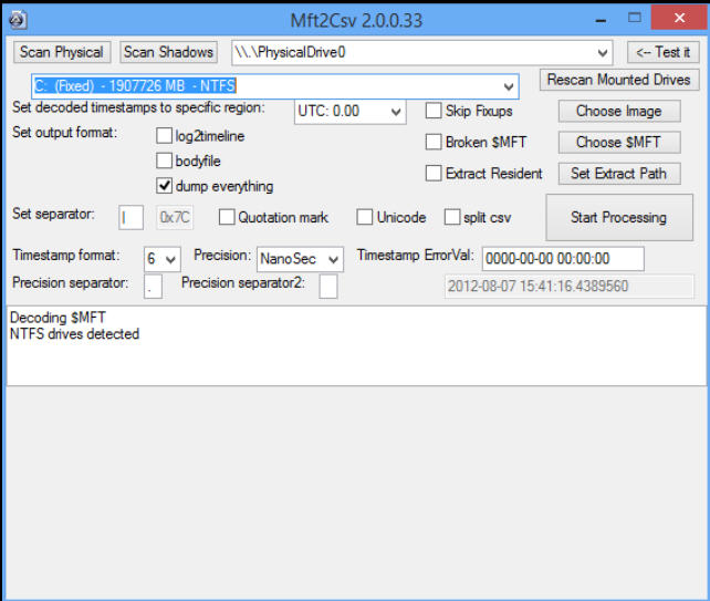 Windows 7 Mft2Csv 2.0.0.33 full