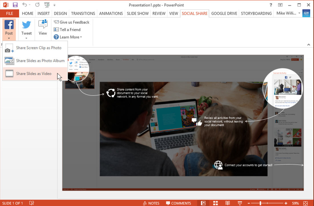 photo of Share from PowerPoint to Facebook and Twitter with Microsoft's Social Share image