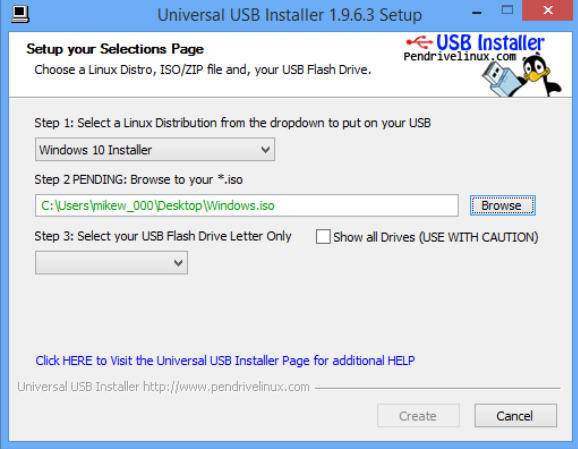 windows usb install