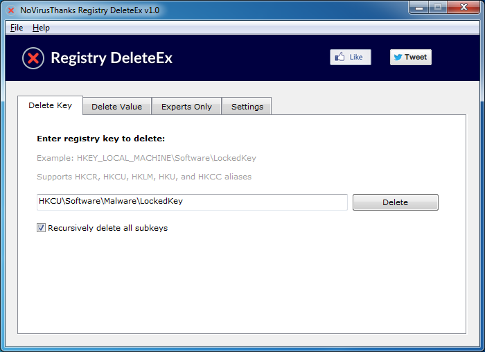 Registry.DeleteEx