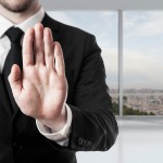 business man hand up refusal no