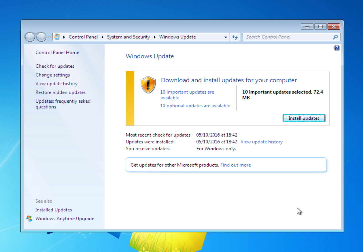 update windows 7