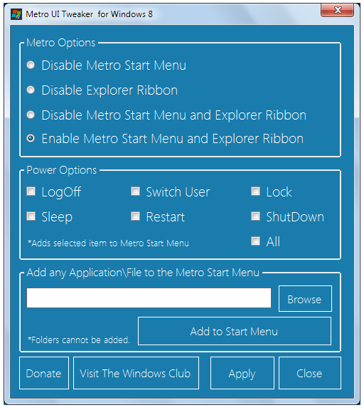 Metro UI Tweaker for Windows 8
