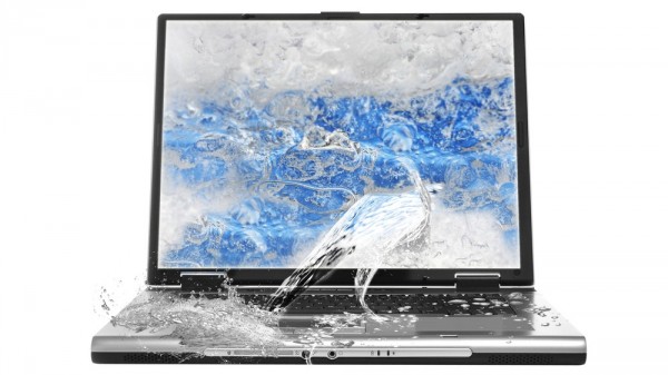 Water soaking laptop