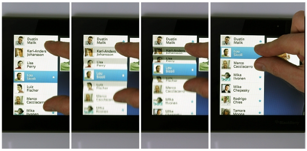 BlackBerry Cascades UI element, "pinchlist"