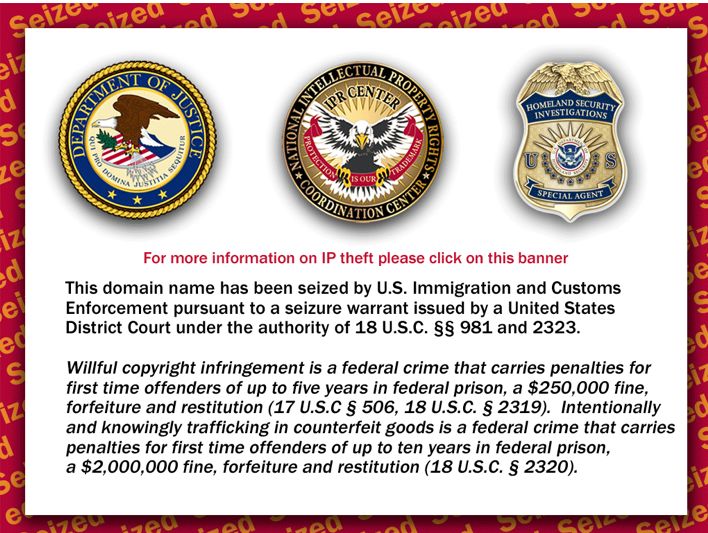 IP task force seized domain plaque