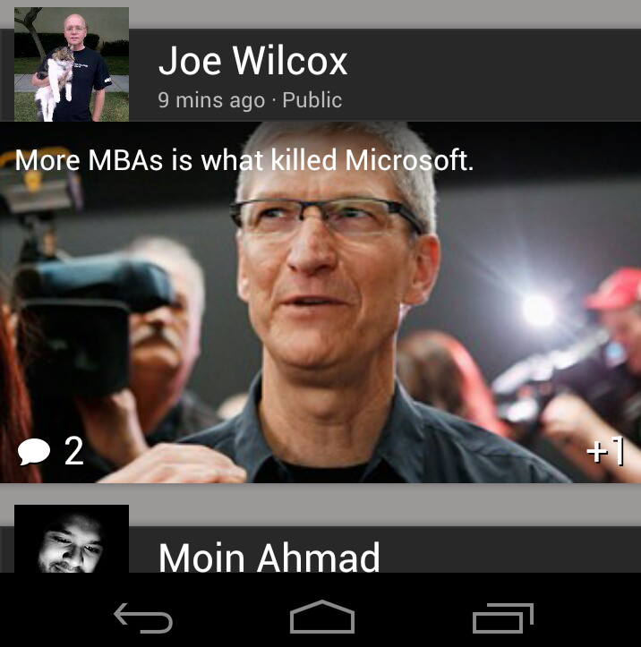 Google+ for Android stream