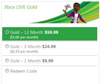 how much does xbox gold cost for a year