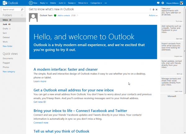 outlook live inbox not updating