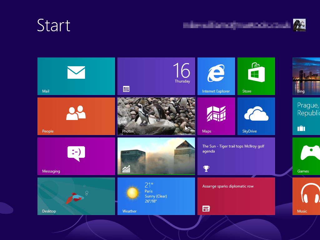 Windows 8 Start screen