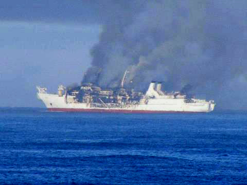 Legendary fiber optic cable ship burns to a crisp on Skeleton Coast