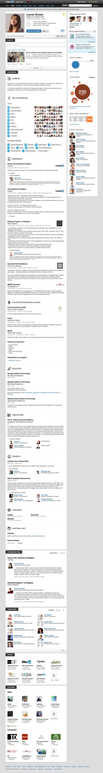 LinkedIn Profile Page