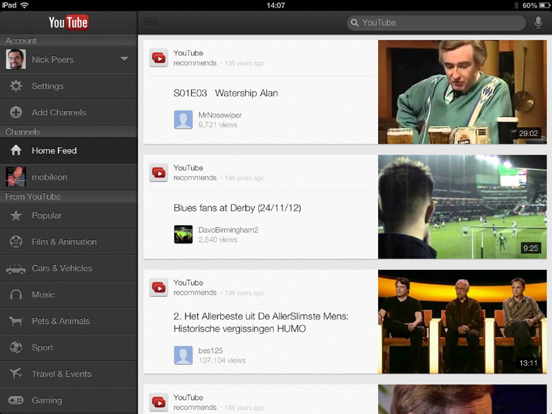 YouTube for iPad