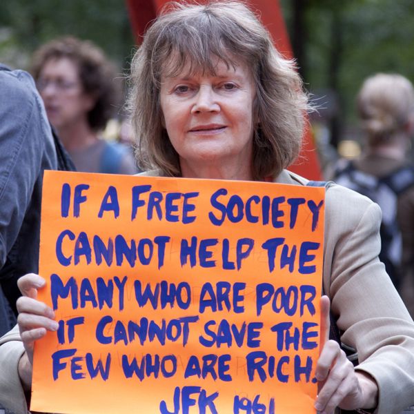 Occupy protester rich poor 99 percent
