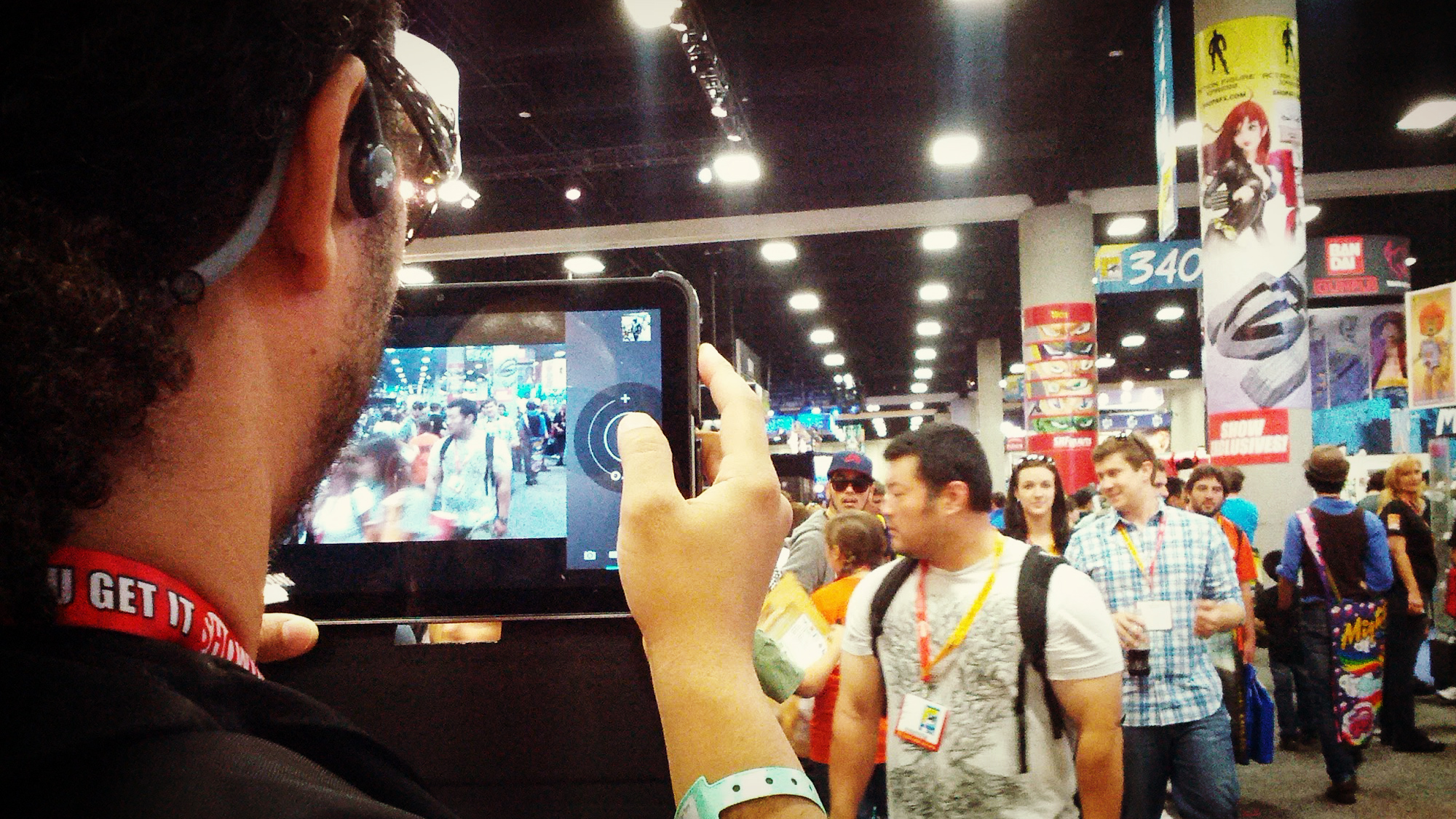 Comic-Con tablet user