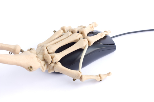 Skeleton hand on mouse