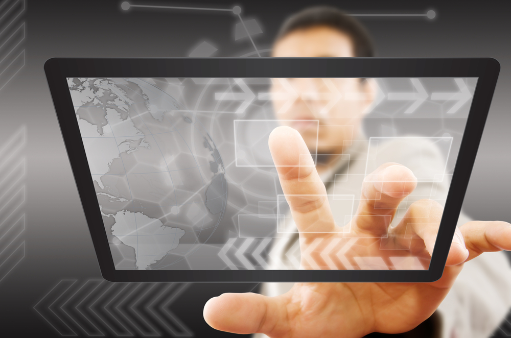 tablet finger hand businessman