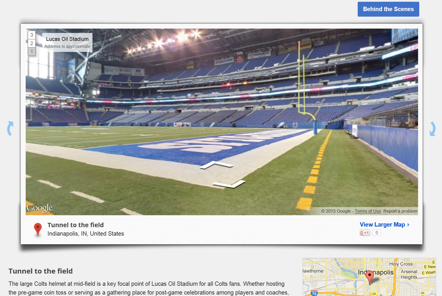 Google Maps provides views inside Indianapolis Colts stadium