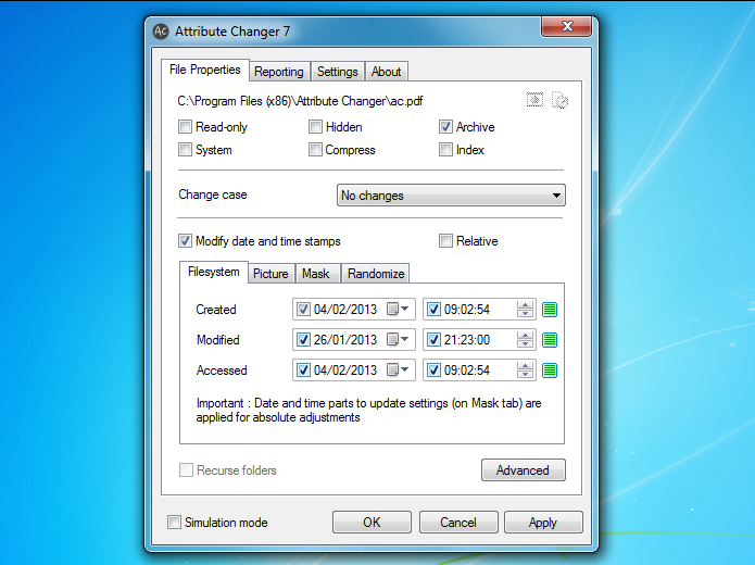 instal Attribute Changer 11.20b free