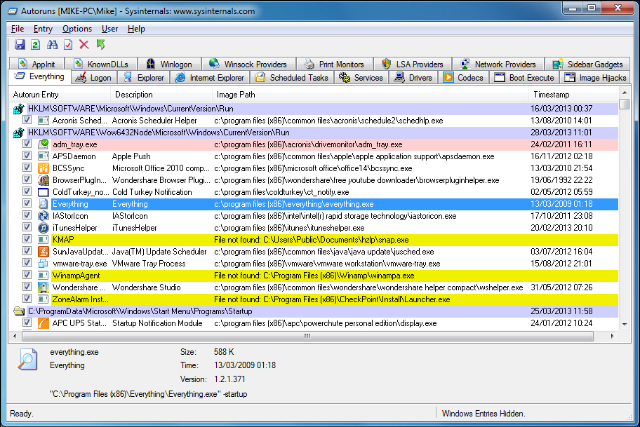 process monitor name not found regopenkey