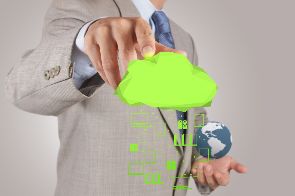 Businessman using the cloud