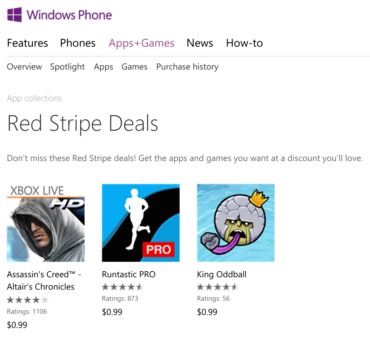 Windows Phone Red Stripe Deals