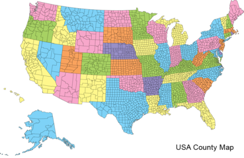 County Map Of The USA